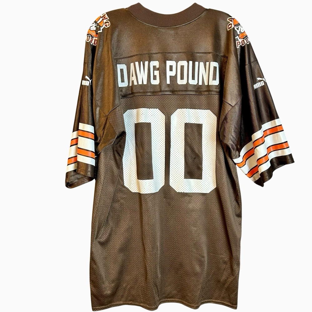 VTG Puma Cleveland Browns Jersey Mens Size Large Dawg Pound #00 Logo DPG